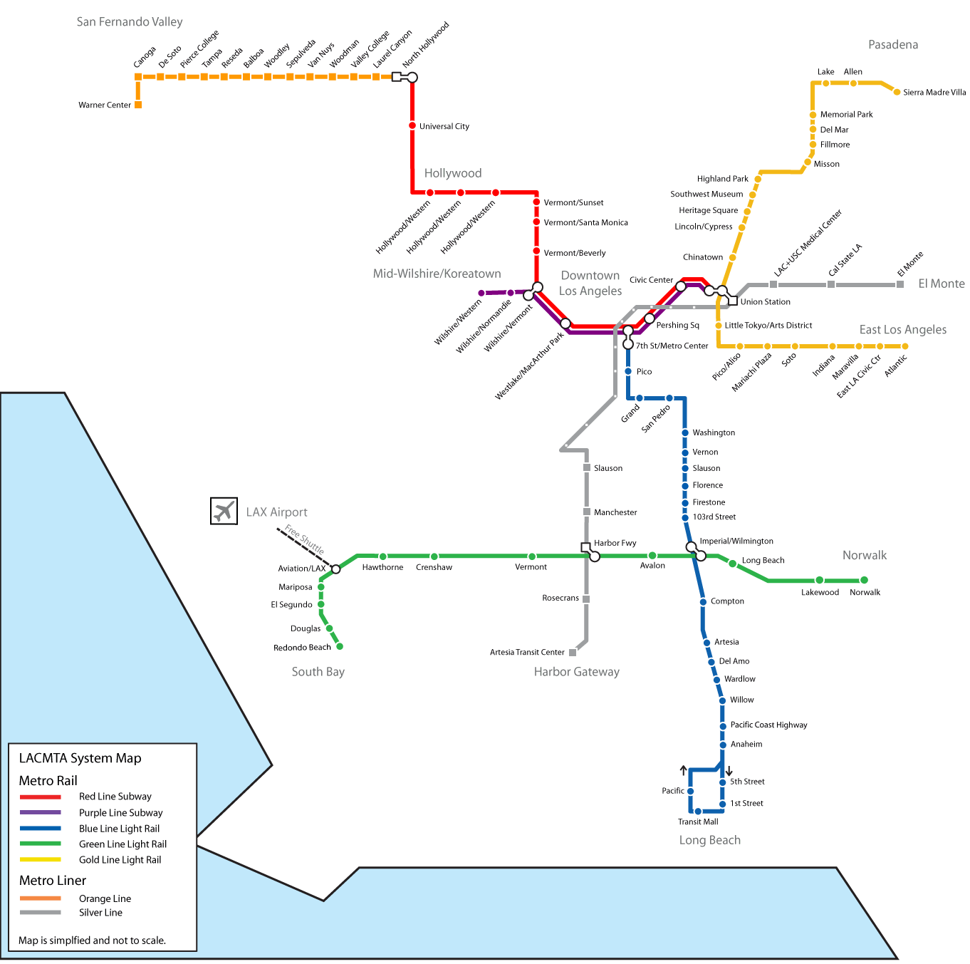 Los Angeles Metro Systeme Carte CA
